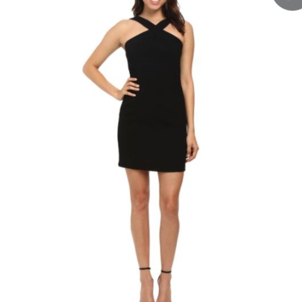Laundry by Shelli Segal Cross Neck Crepe Sheath Dress